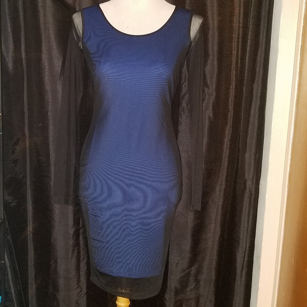 CARMEN MARC VALVO Womens Mesh Overlay Dress